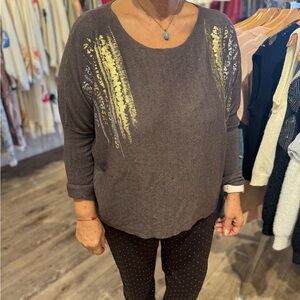 Brown Sweater with Yellow Accents